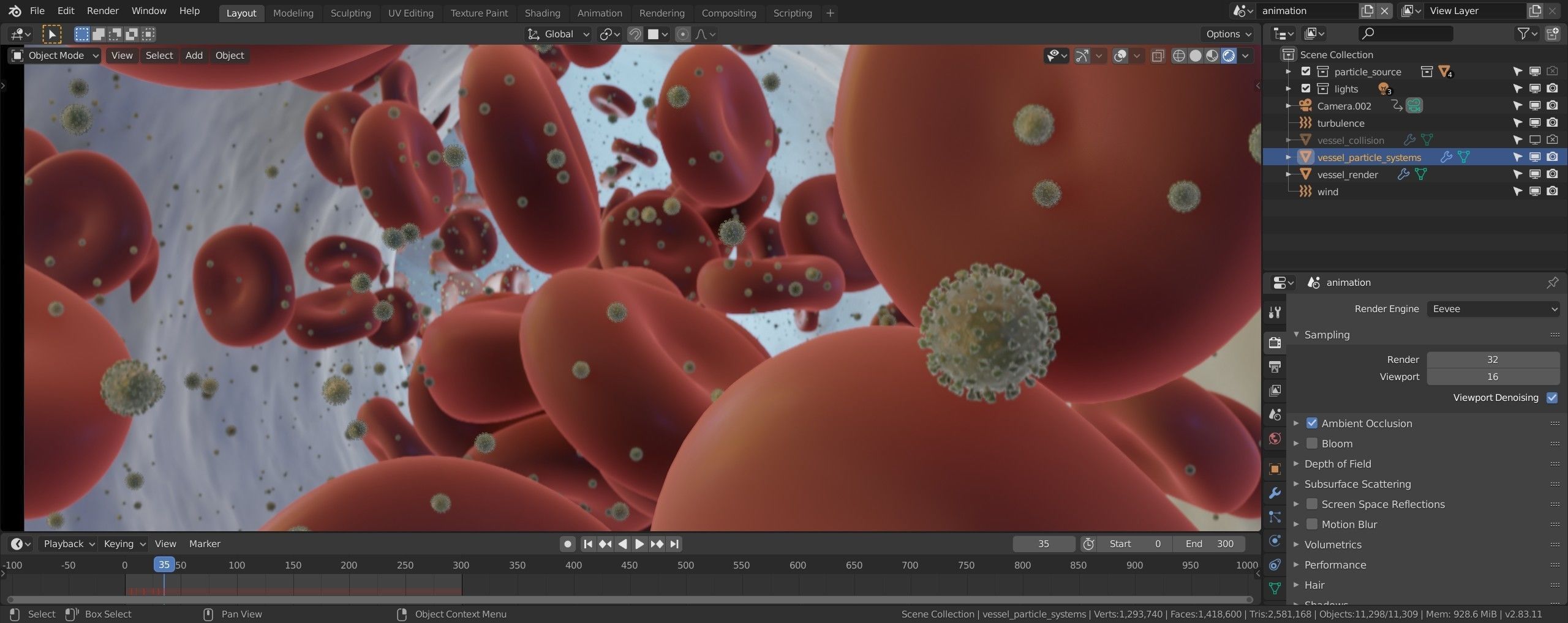 coronavirus - animated - blood flow Low-poly 3D model_3