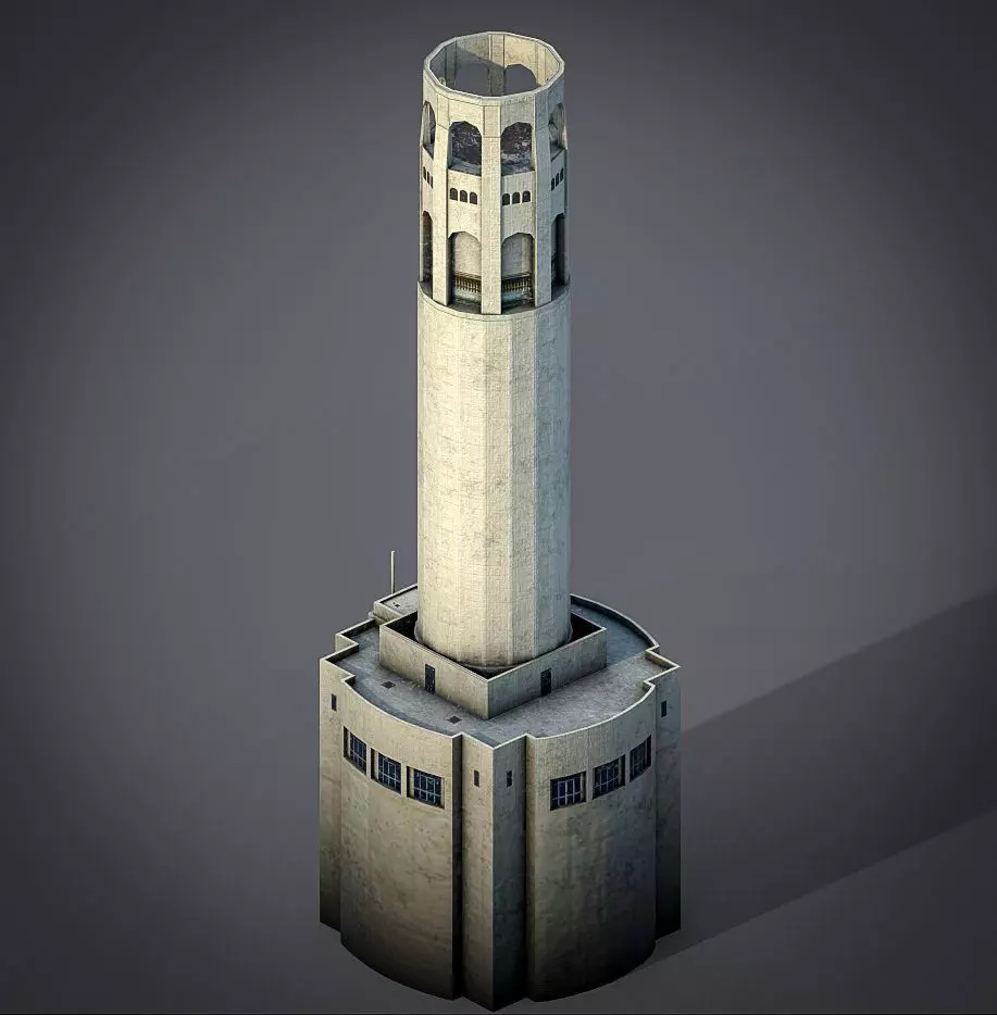 Coit Tower Low-poly 3D model_0