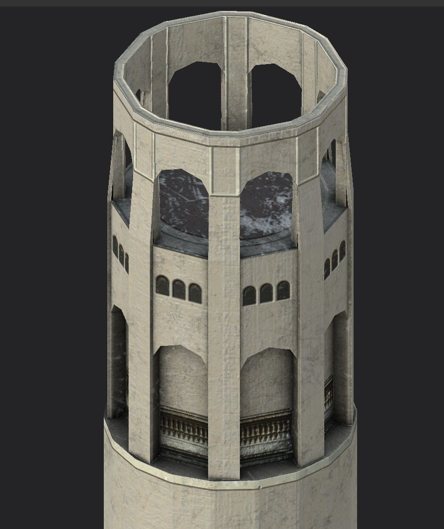 Coit Tower Low-poly 3D model_3