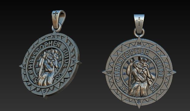 Saint Christopher pendant 3D print model_1