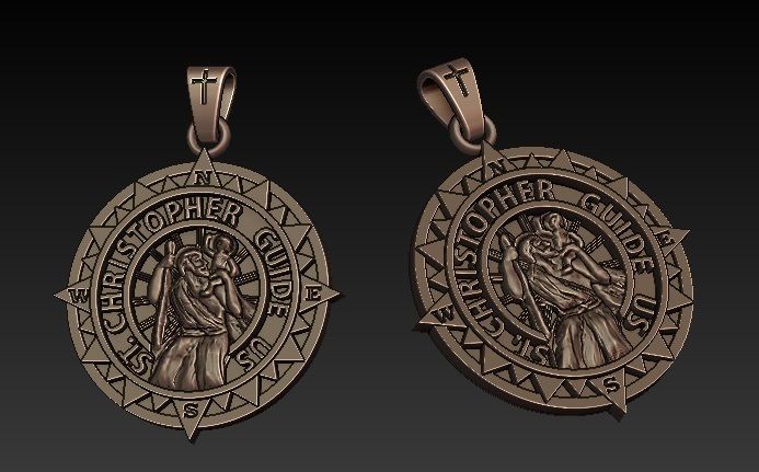Saint Christopher pendant 3D print model_3