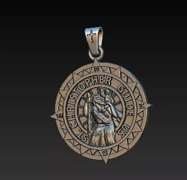 Saint Christopher pendant 3D print model_0