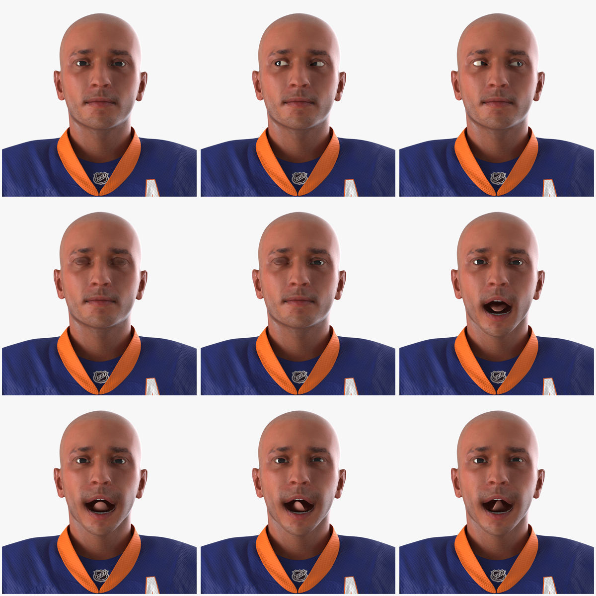 Hockey Player Islanders Rigged 3D model_16