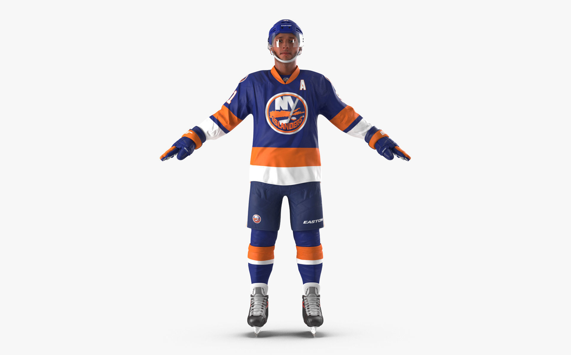 Hockey Player Islanders Rigged 3D model_3