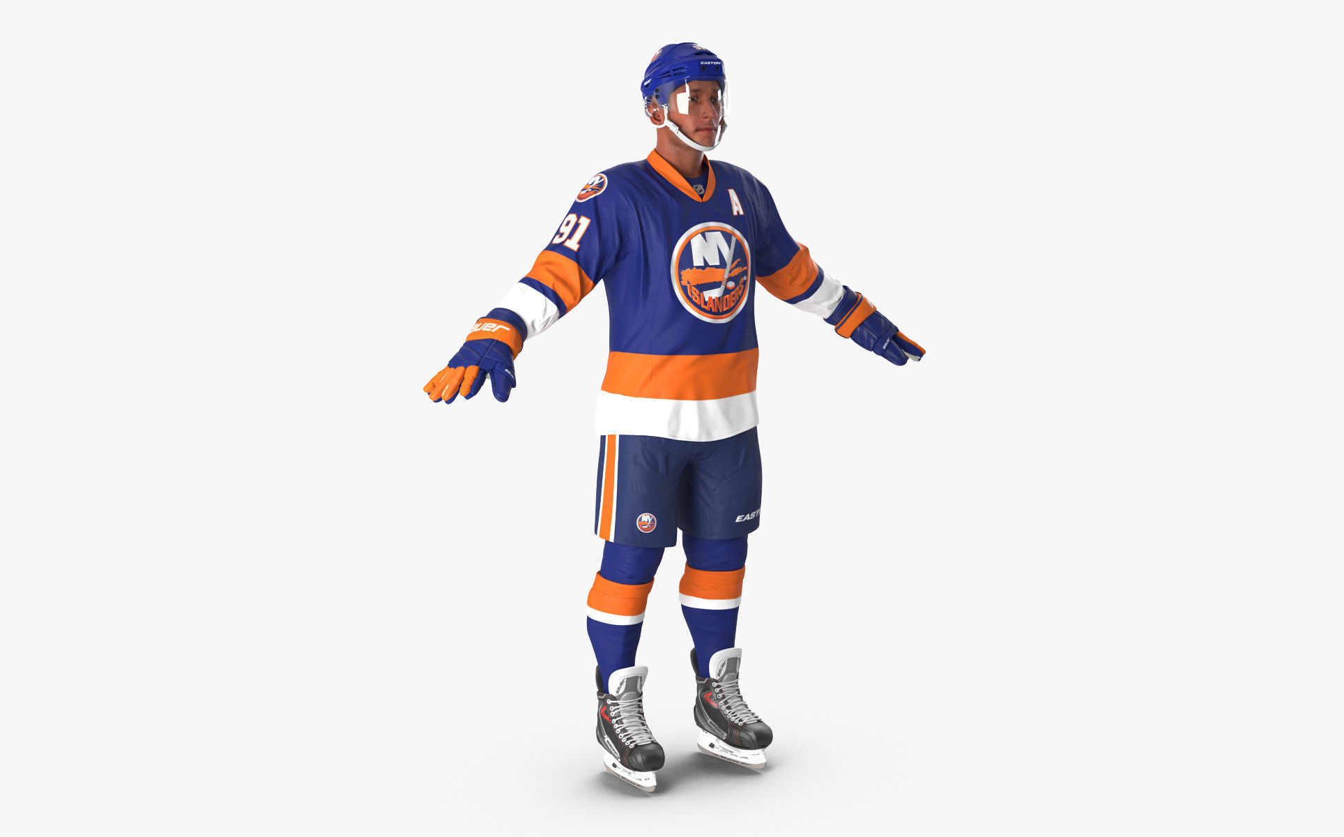 Hockey Player Islanders Rigged 3D model_1