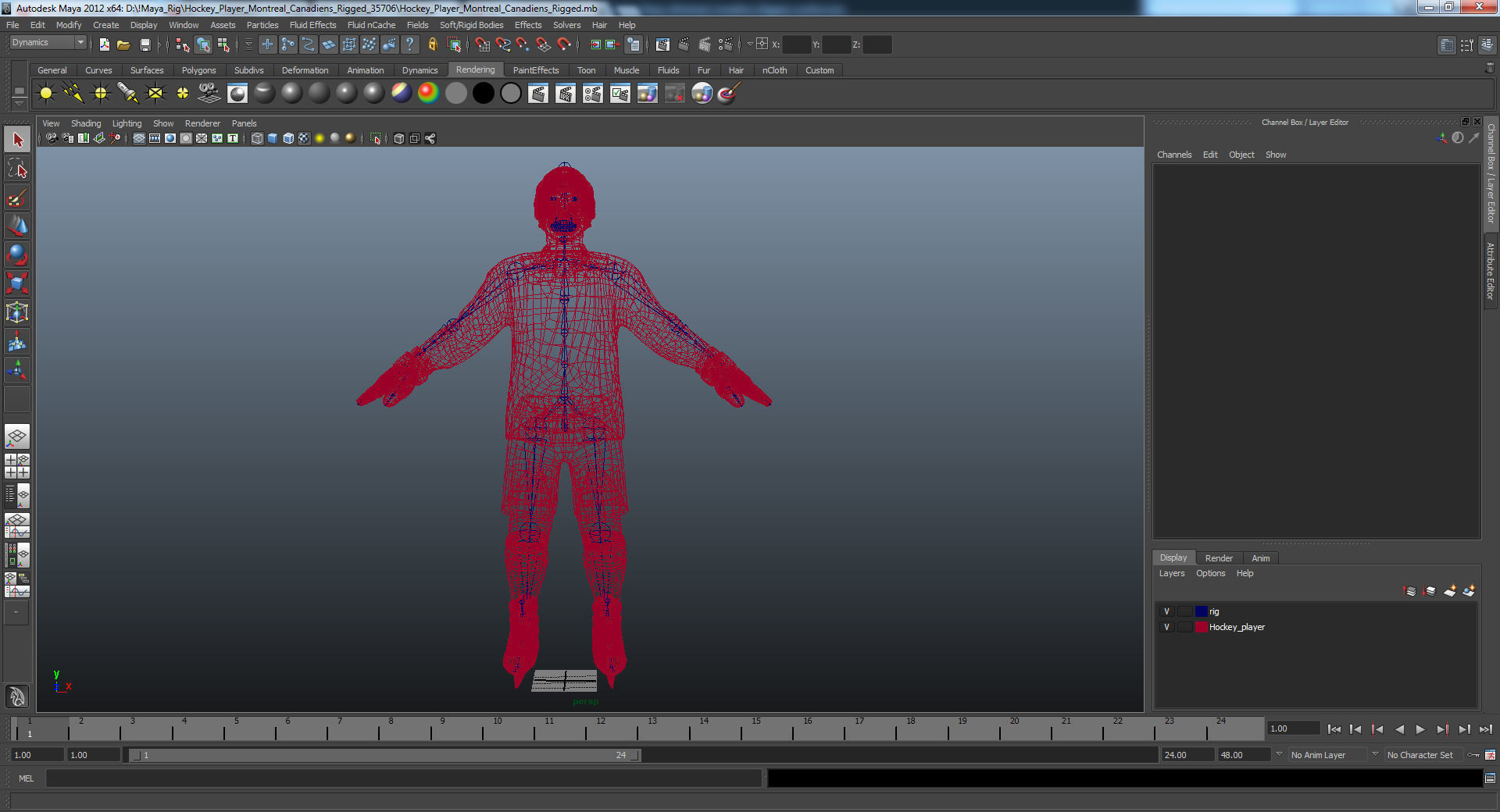 Hockey Player Canadiens Rigged for Maya 3D model_50