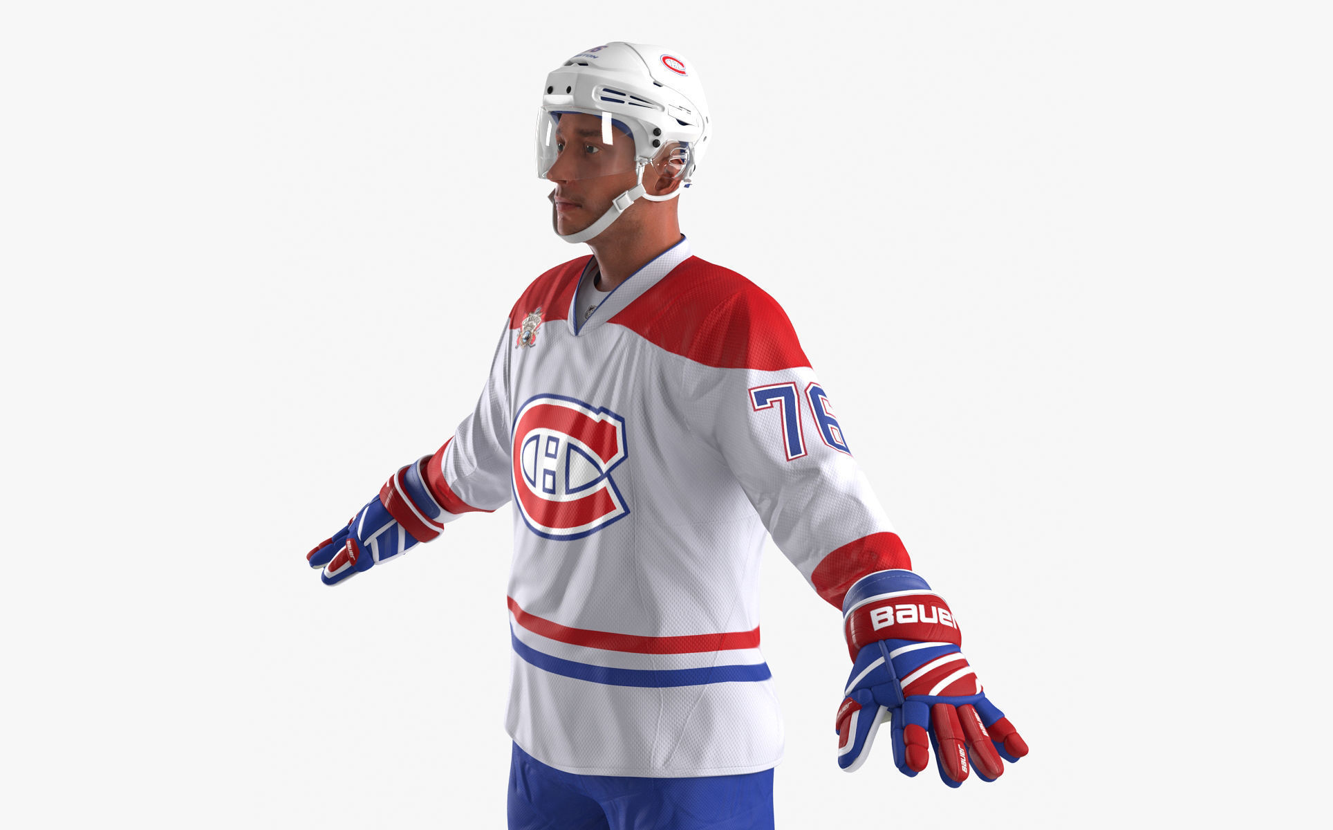 Hockey Player Canadiens Rigged for Maya 3D model_20