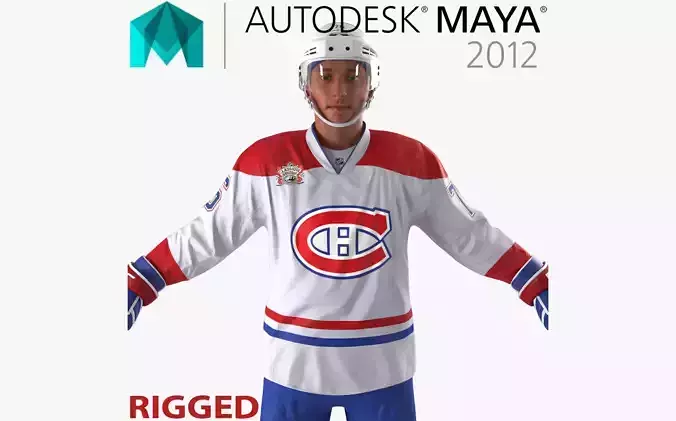 Hockey Player Canadiens Rigged for Maya 3D model
