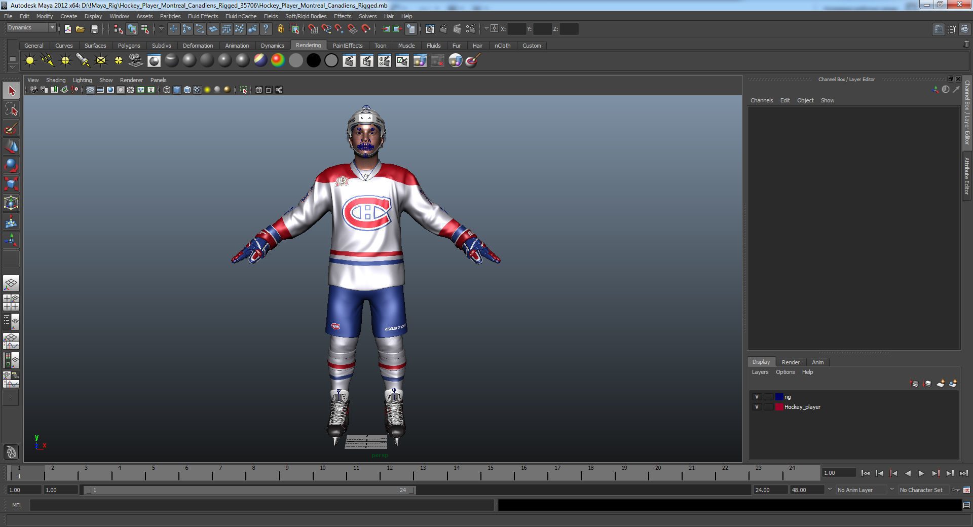 Hockey Player Canadiens Rigged for Maya 3D model_51