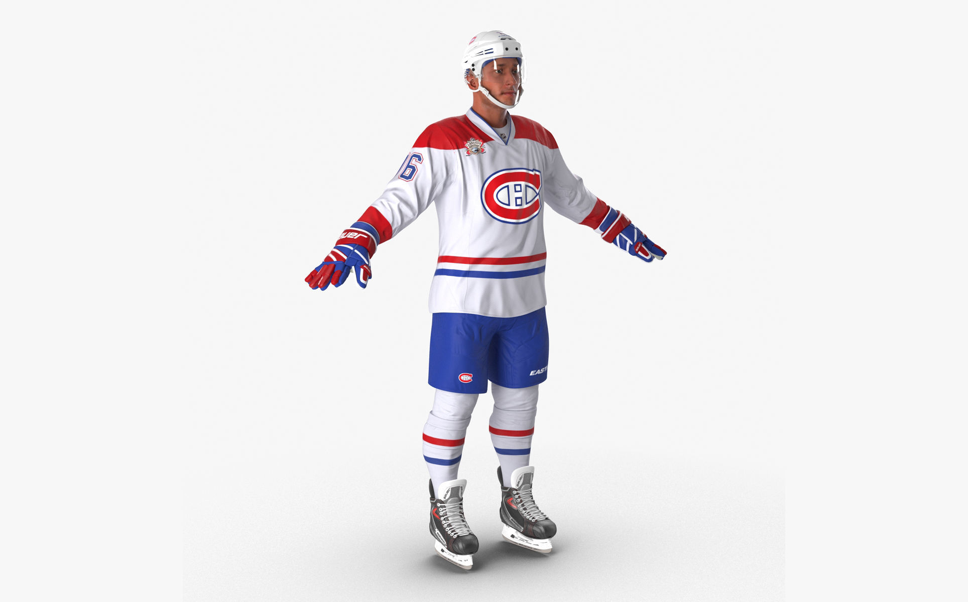 Hockey Player Canadiens Rigged for Maya 3D model_2