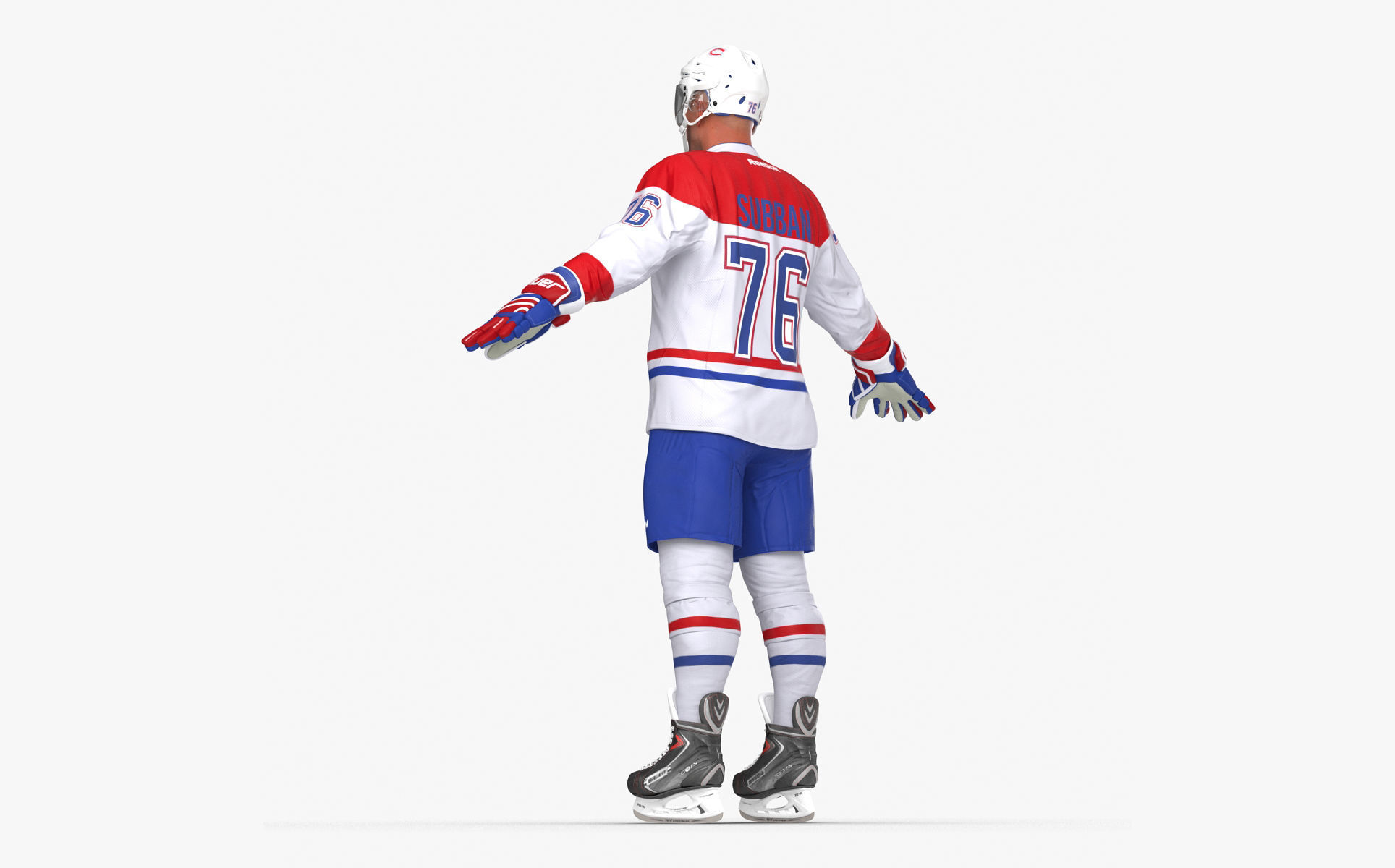 Hockey Player Canadiens Rigged for Maya 3D model_7