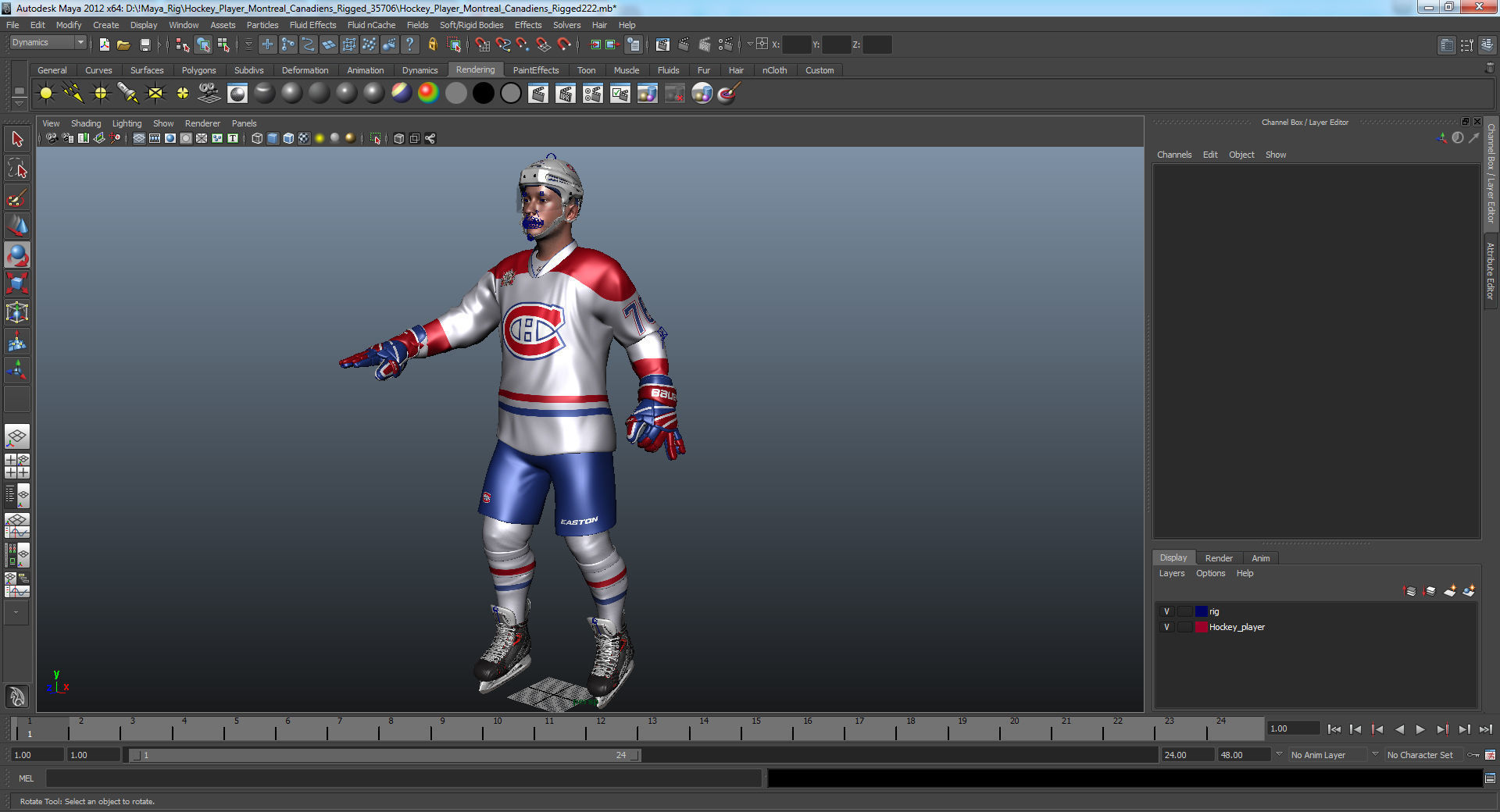 Hockey Player Canadiens Rigged for Maya 3D model_52