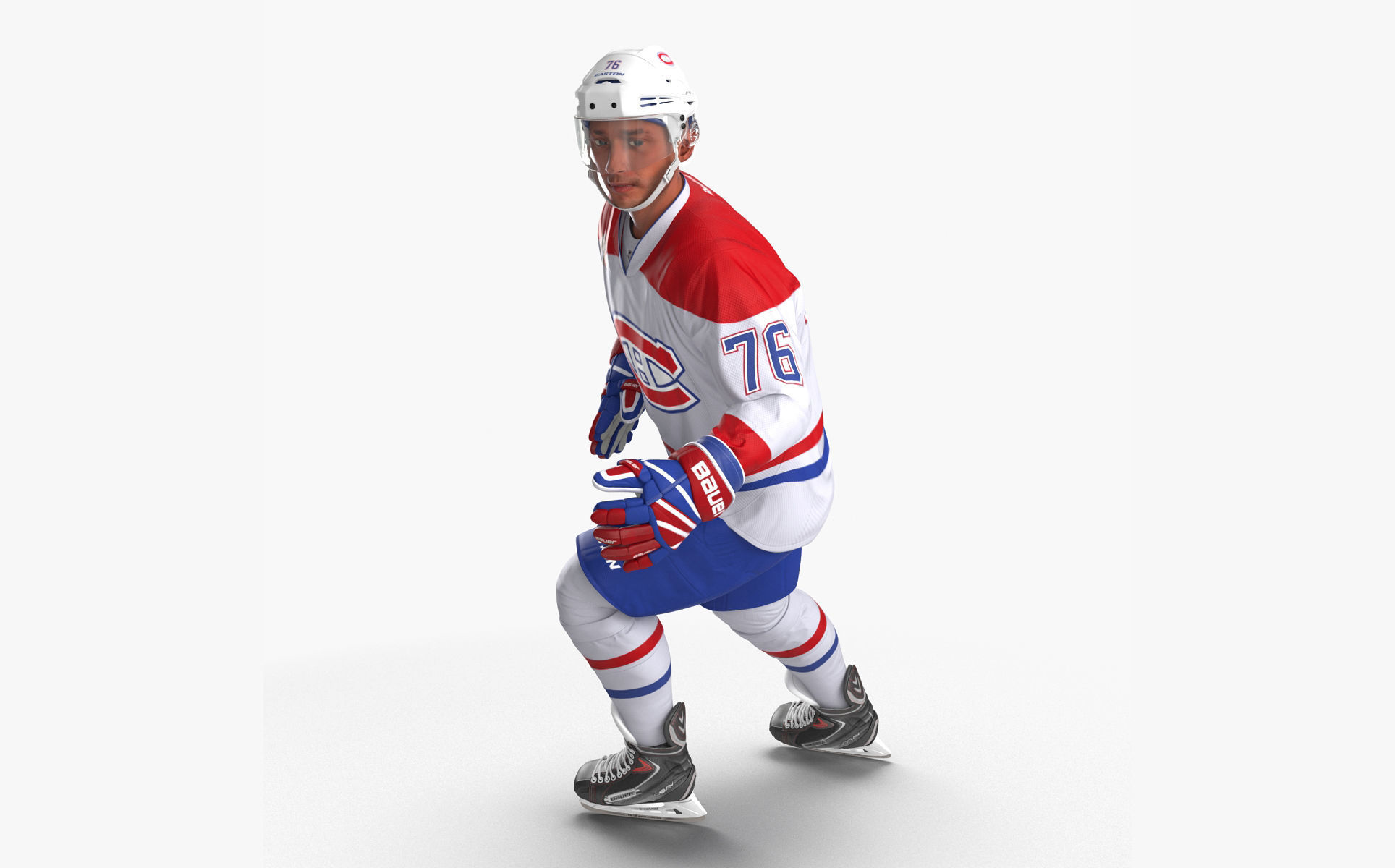 Hockey Player Canadiens Rigged for Maya 3D model_14
