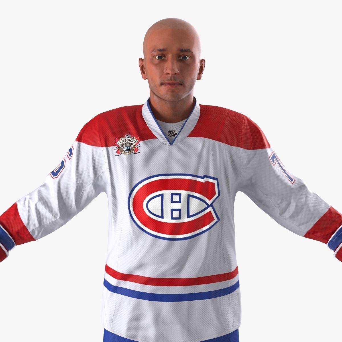Hockey Player Canadiens Rigged for Maya 3D model_16