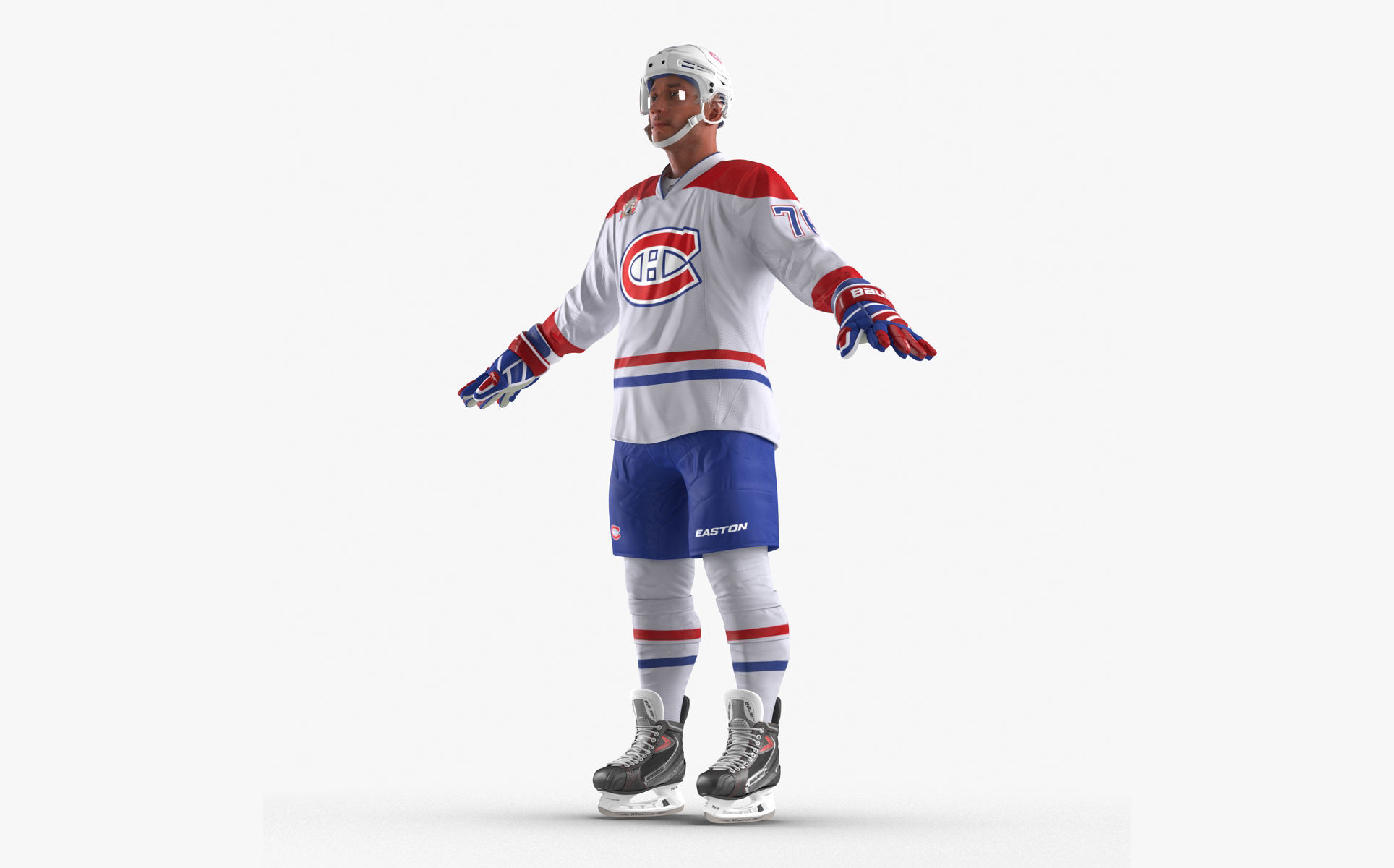 Hockey Player Canadiens Rigged for Maya 3D model_3