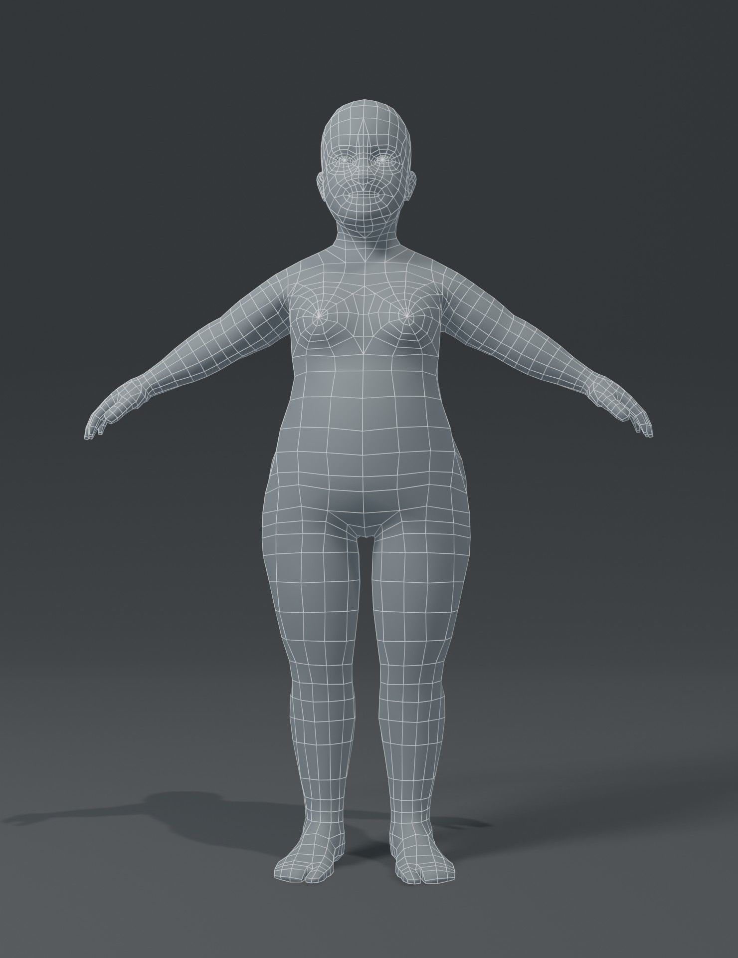 Fat Human Body Base Mesh 3D Model Family Pack Low-poly 3D model_20