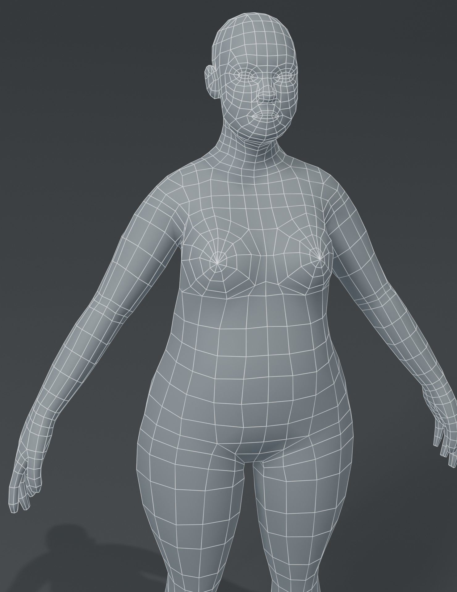Fat Human Body Base Mesh 3D Model Family Pack Low-poly 3D model_13