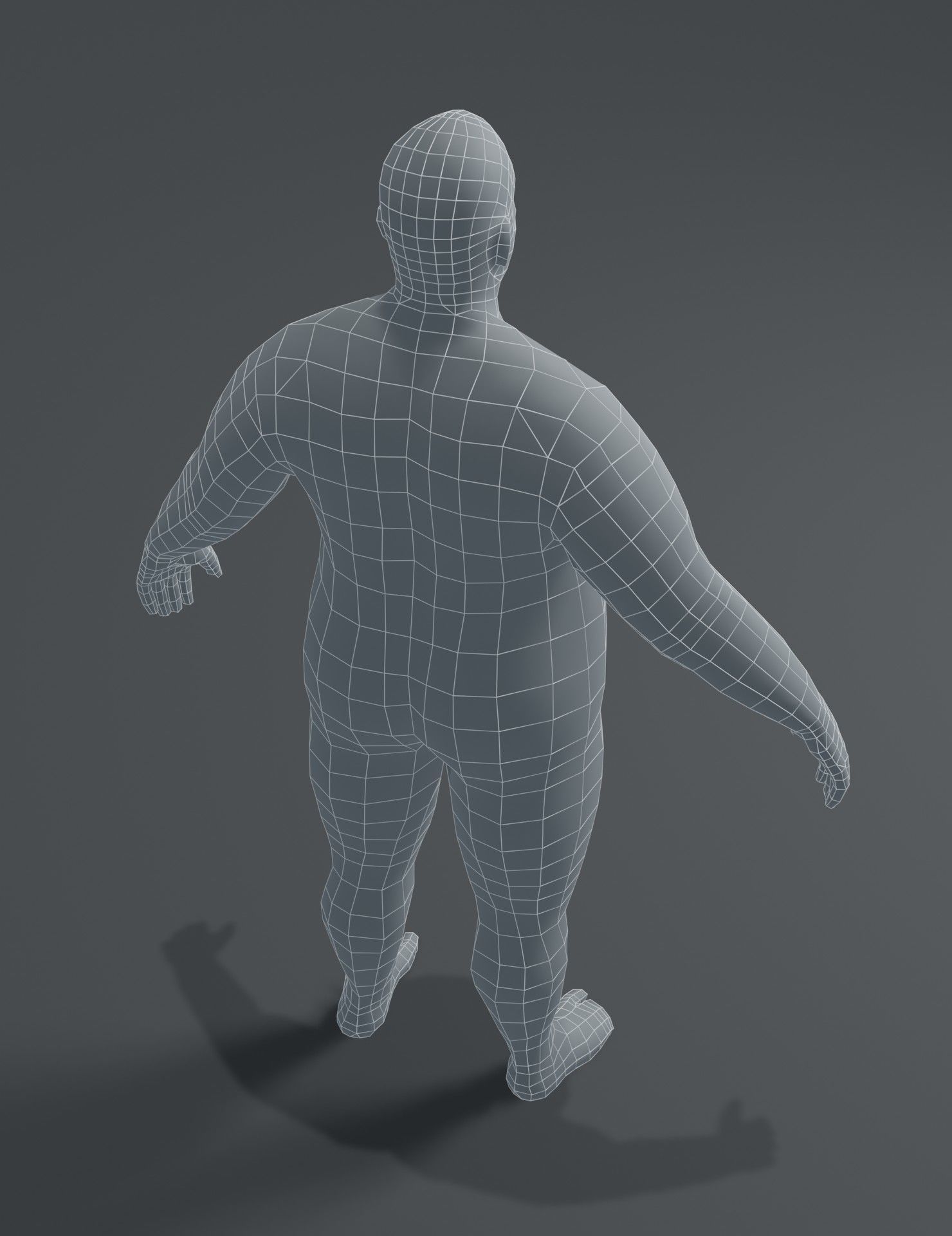 Fat Human Body Base Mesh 3D Model Family Pack Low-poly 3D model_7