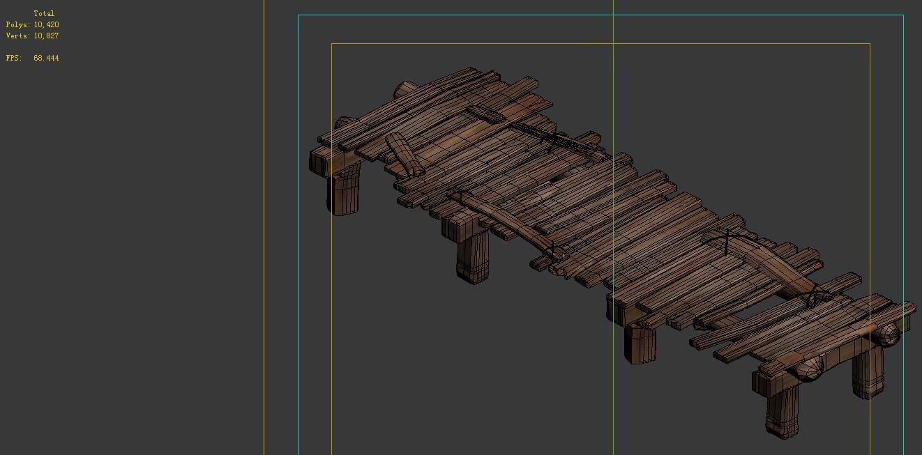 Game Model - Broken Wooden Bridge 3D model_1