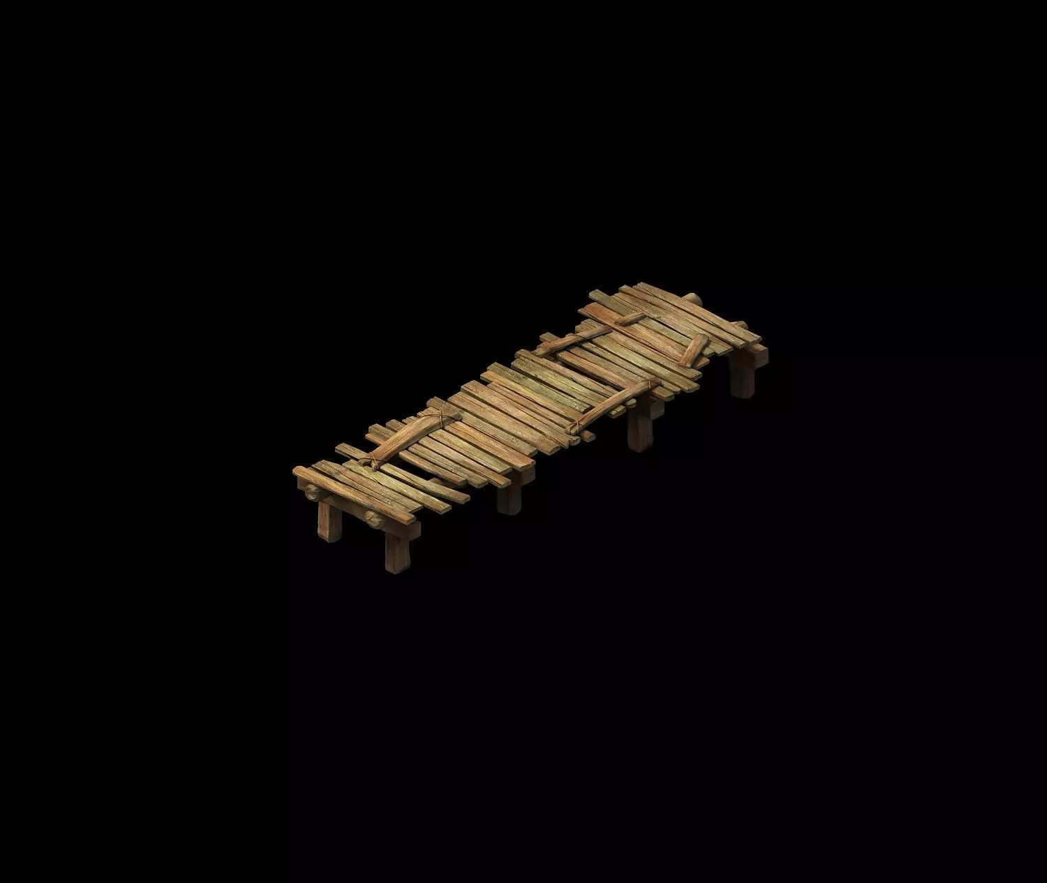 Game Model - Broken Wooden Bridge 3D model_0
