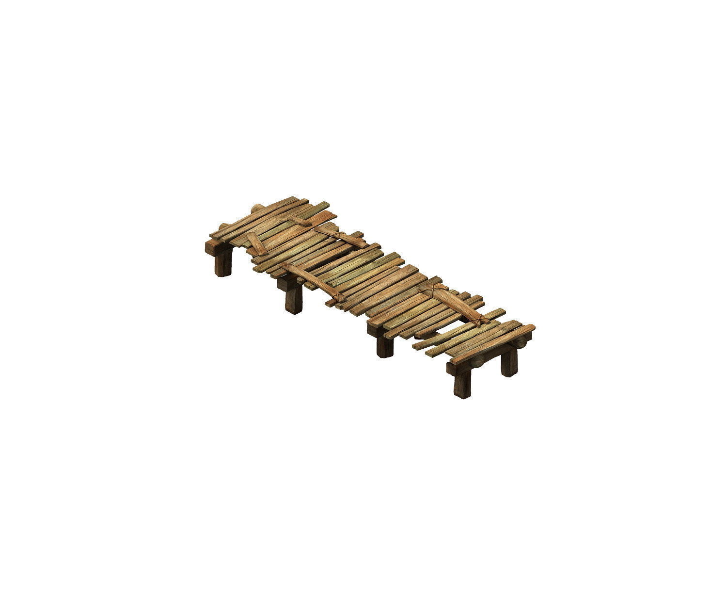 Game Model - Broken Wooden Bridge 3D model_3