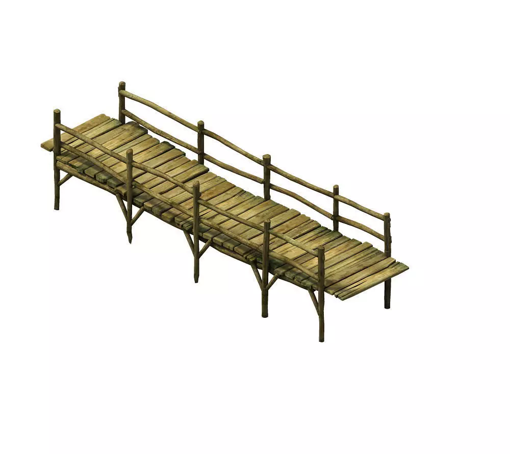 Game Model - Broken Wooden Bridge 02 3D model_0