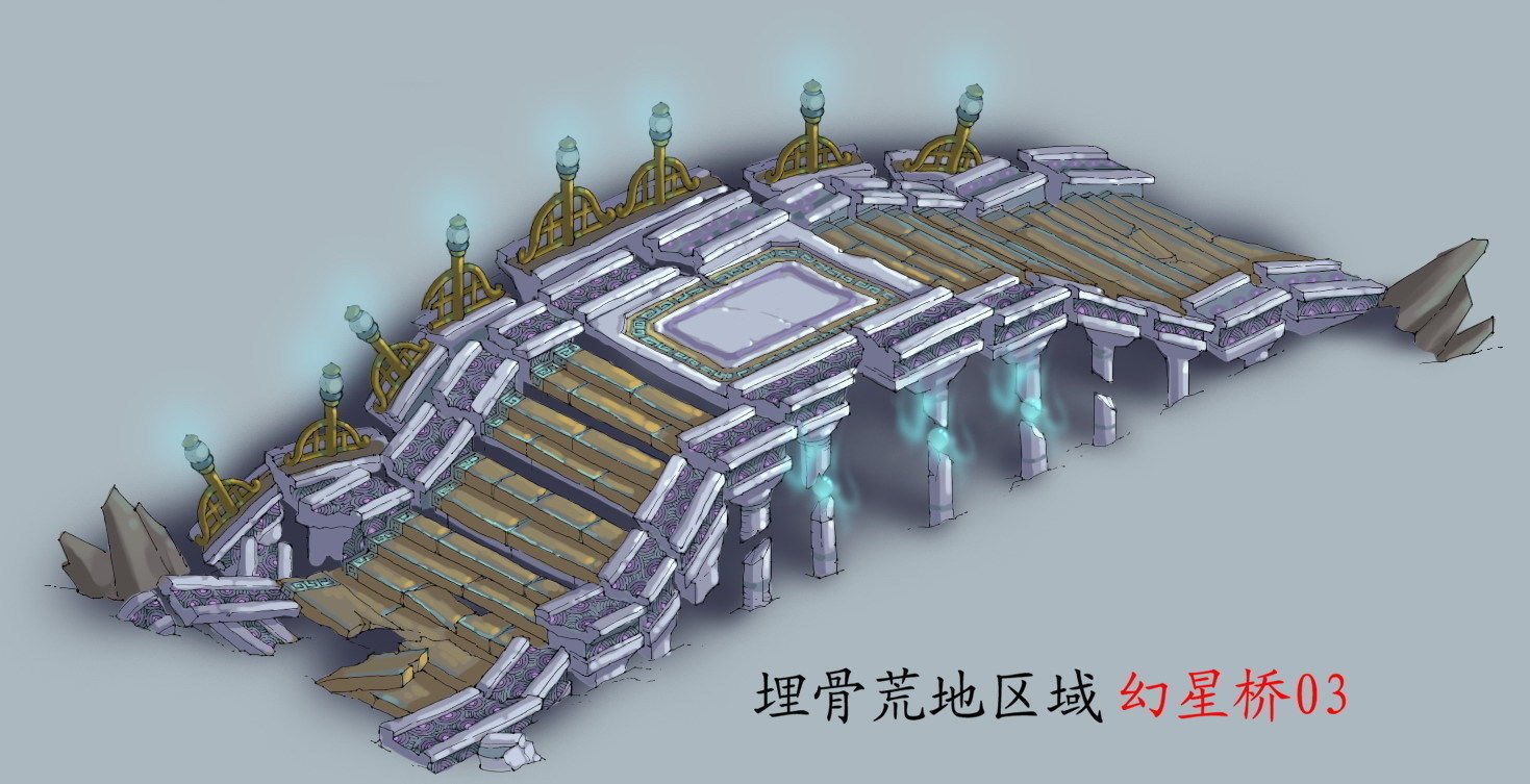 Game Model - Broken Stone Bridge Magic Star Bridge 3D model_2