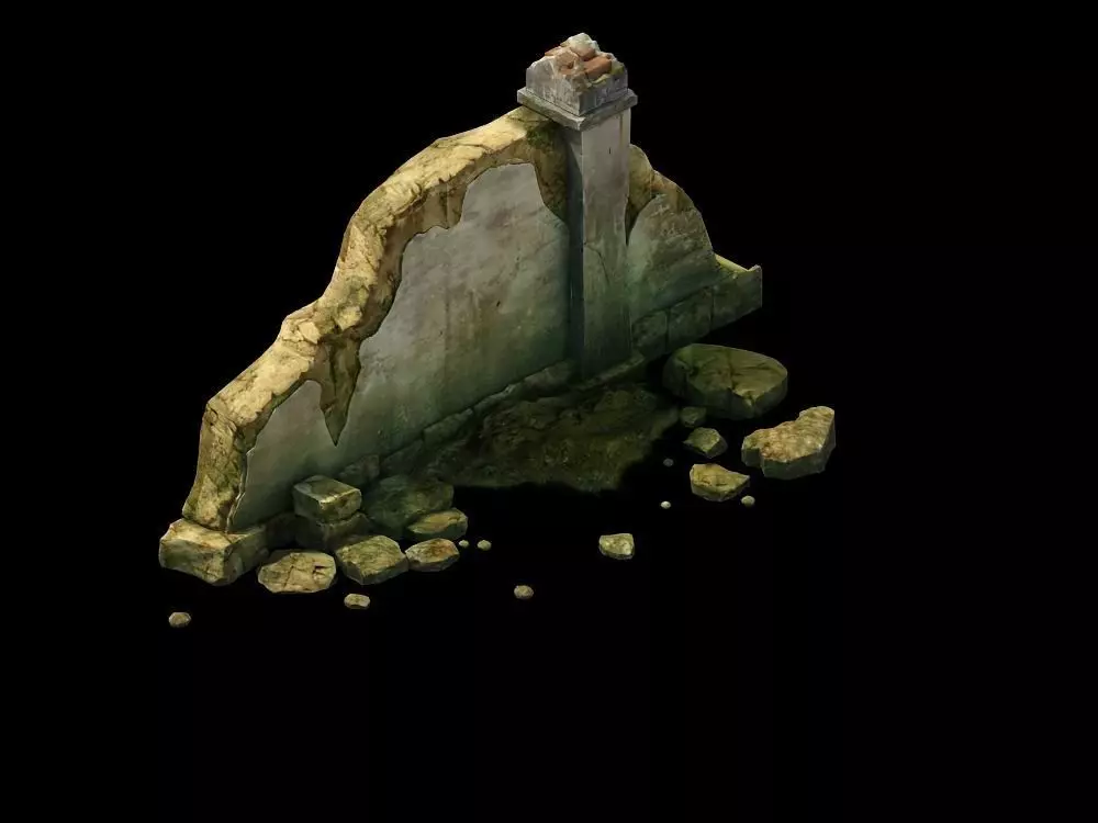 Game Model - Broken Stone Wall 01 3D model
