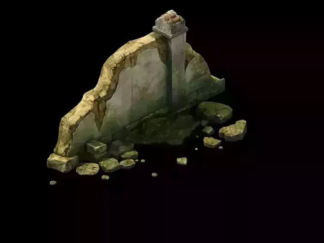 Game Model - Broken Stone Wall 01