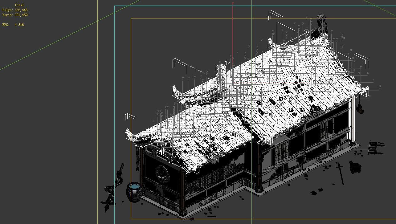 Game model - broken temple side hall 02 3D model_1