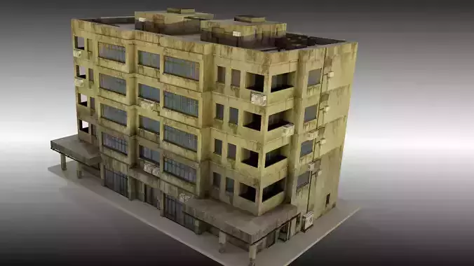 Apartment block dirty Low-poly 3D model