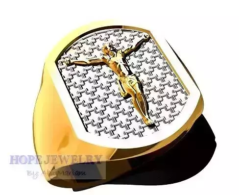 Man ring Cross jesus religiuos jewelry 3D print model 