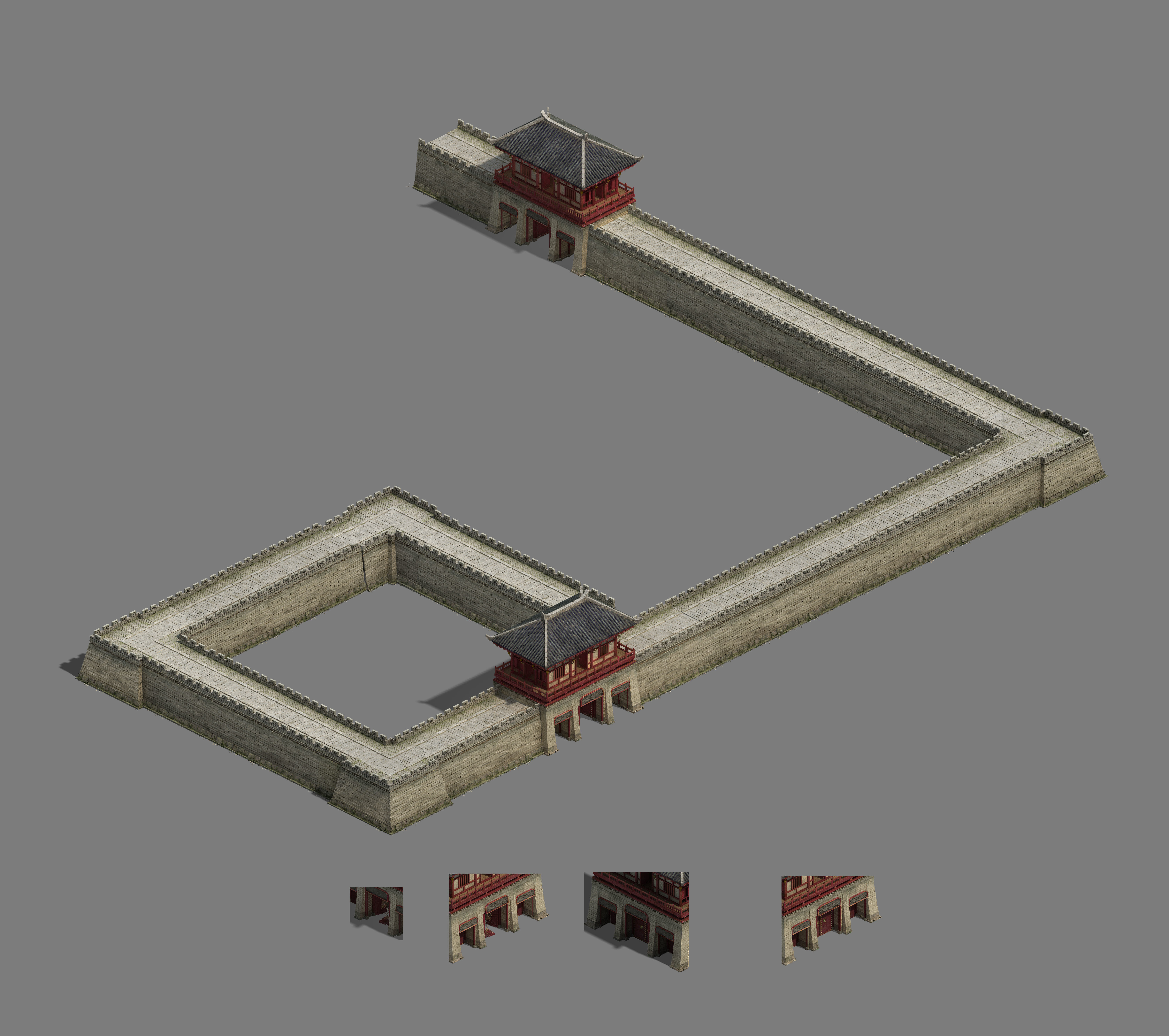 City Gate - City Wall - City Corner 03 3D model_4