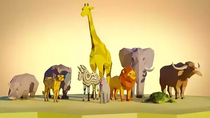 Low-poly animal pack African edition