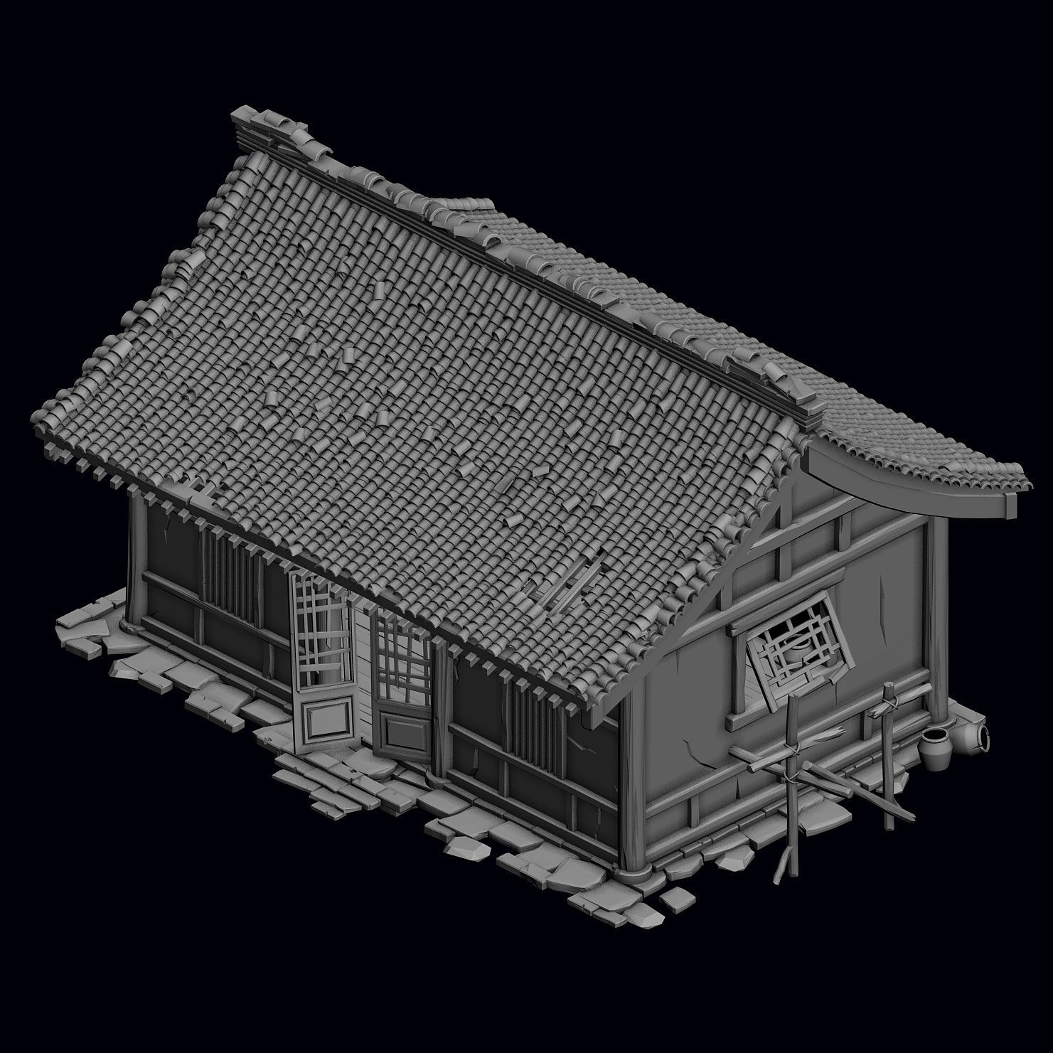 City Building - Broken House 3D model_2