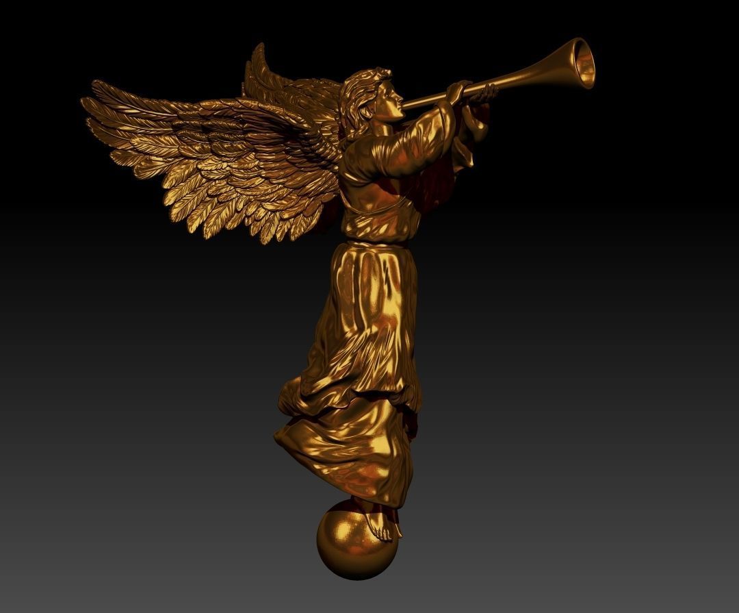Angel with a pipe single 3D print model_7