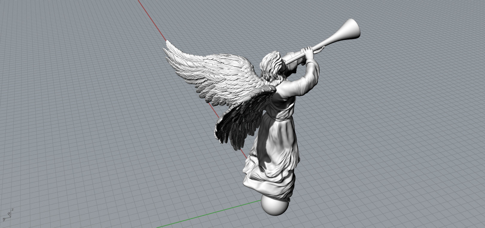 Angel with a pipe single 3D print model_10