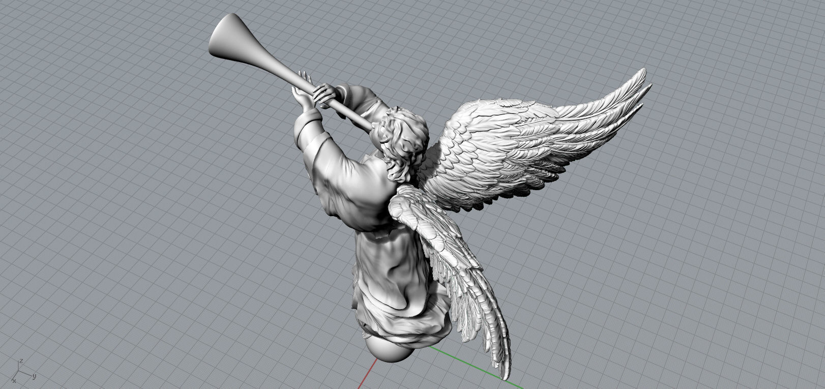 Angel with a pipe single 3D print model_16