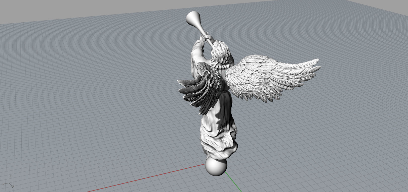 Angel with a pipe single 3D print model_13