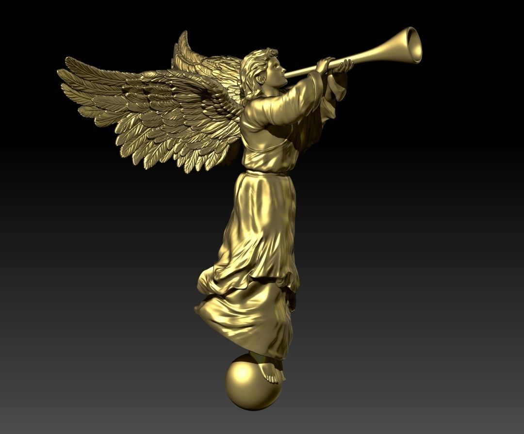 Angel with a pipe single 3D print model_2
