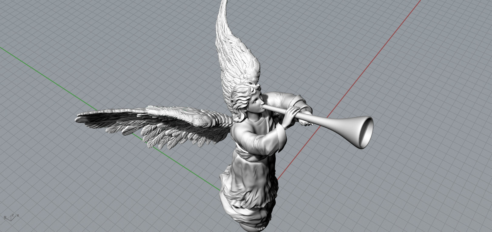 Angel with a pipe single 3D print model_11