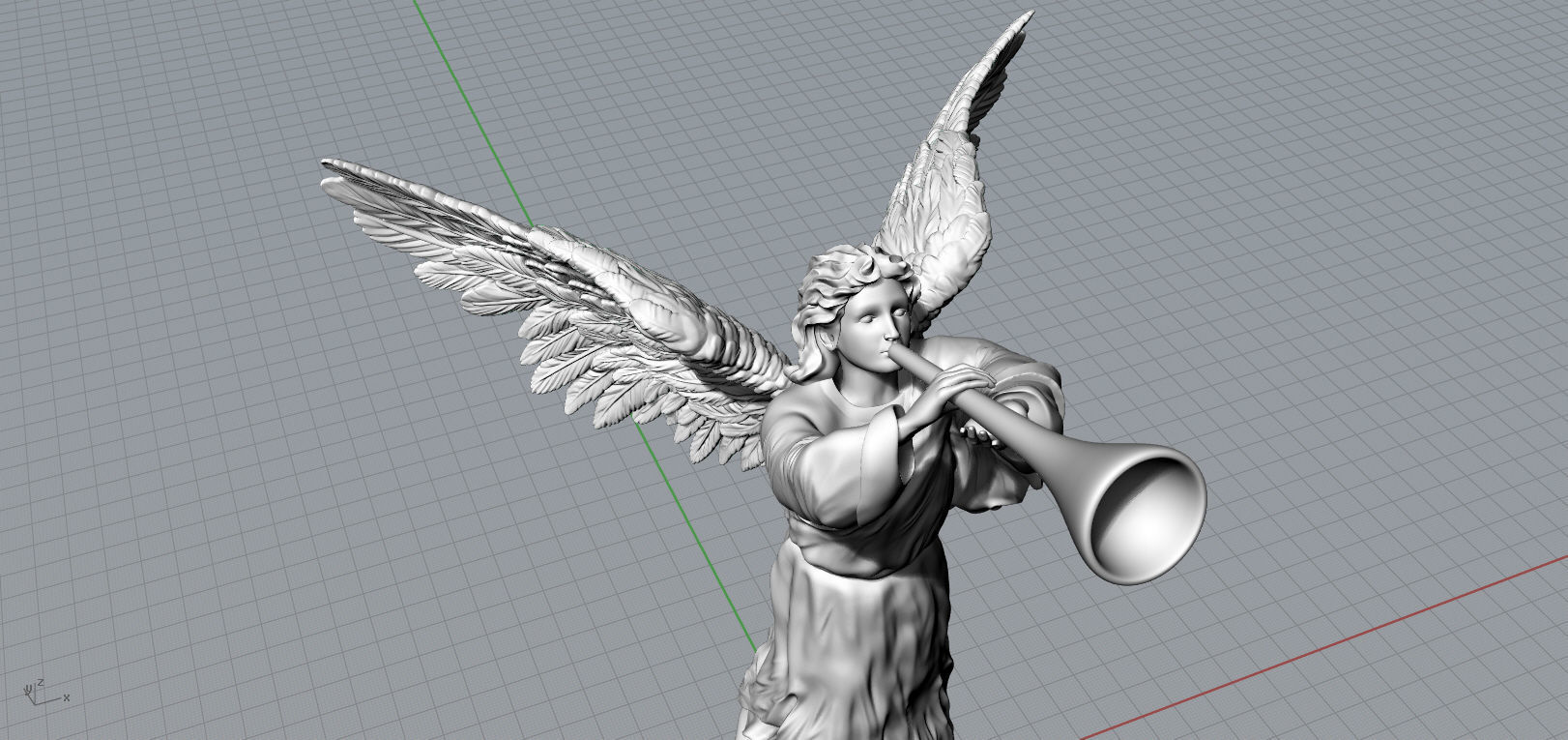 Angel with a pipe single 3D print model_19