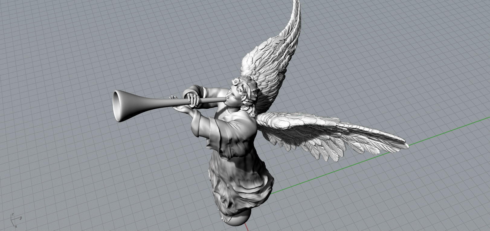 Angel with a pipe single 3D print model_18