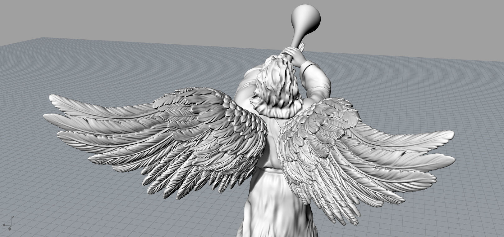 Angel with a pipe single 3D print model_20