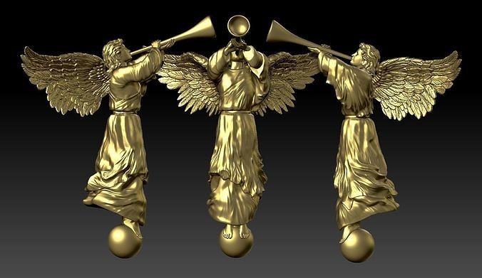 Angel with a pipe single 3D print model