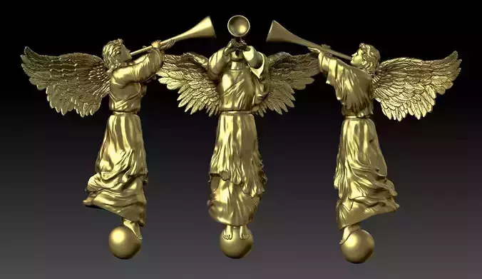 Angel with a pipe single 3D print model