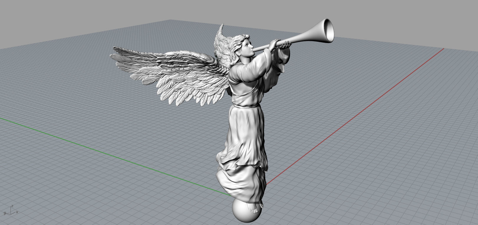 Angel with a pipe single 3D print model_15