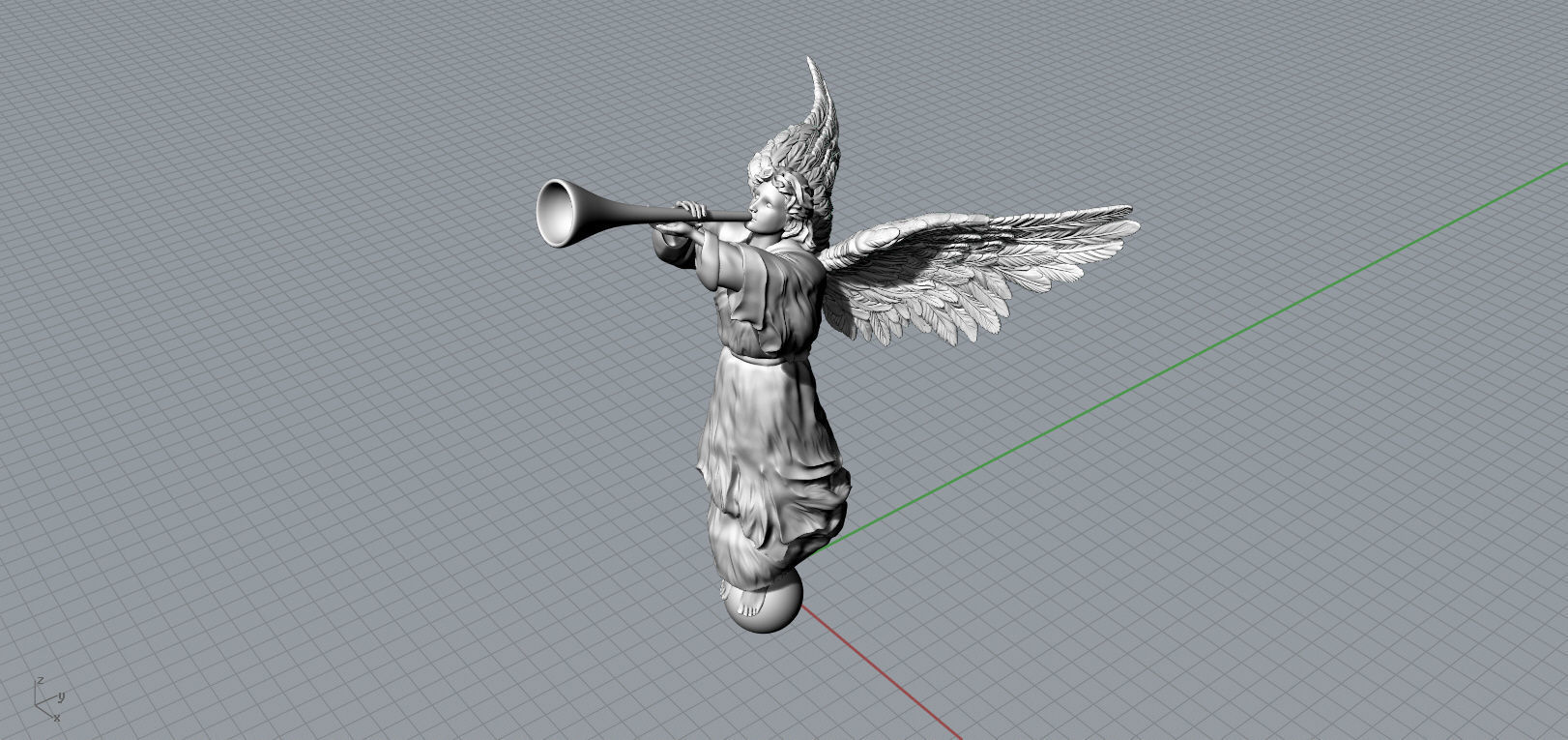 Angel with a pipe single 3D print model_17