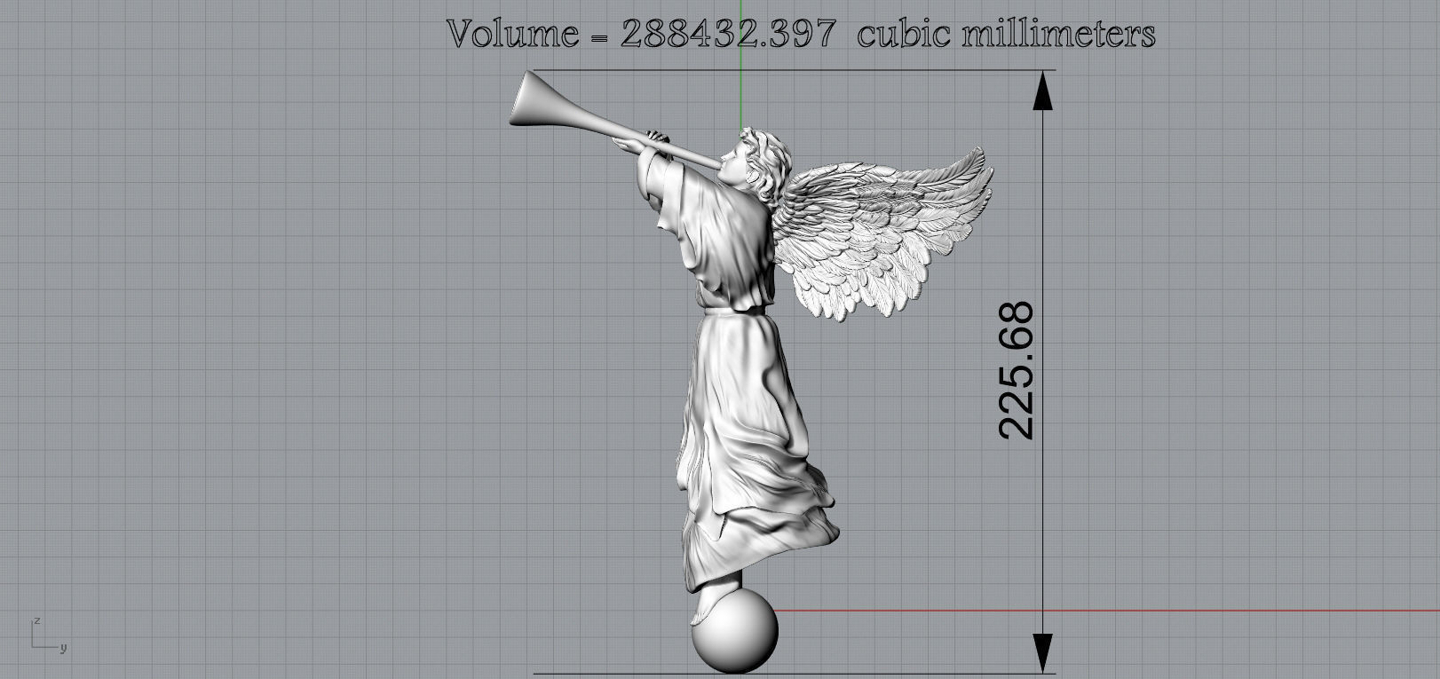 Angel with a pipe single 3D print model_22