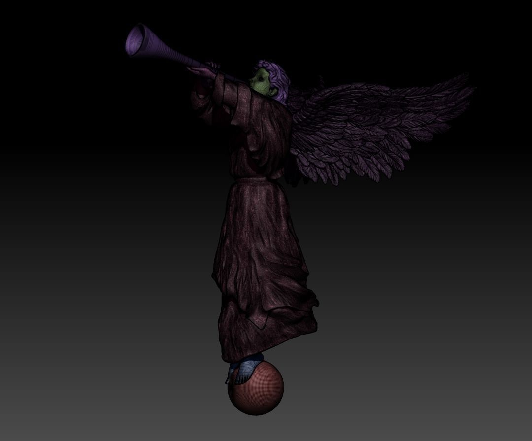 Angel with a pipe single 3D print model_8